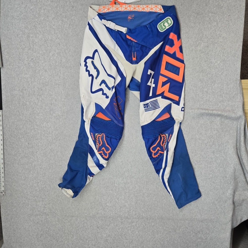 Fox Men Pants 32 Blue Embroidered Graphic 360 Intake Motocross Logo READ